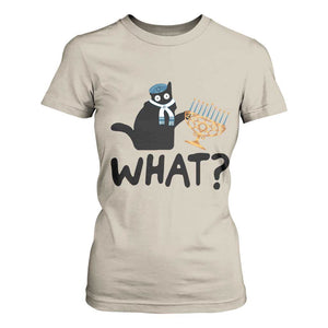 Funny What Hanukkah Black Cat T Shirt For Women TS11 Sand Print Your Wear