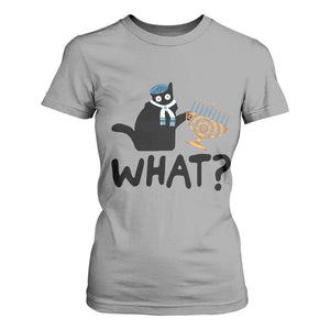 Funny What Hanukkah Black Cat T Shirt For Women TS11 Sport Gray Print Your Wear
