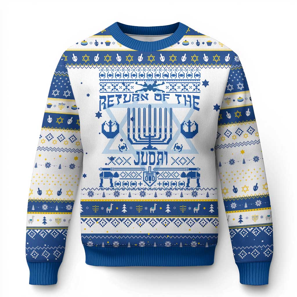 Chanukah Holiday Hanukkah Ugly Sweater Return Of The Judai Chanukah Jewish Festival TS11 White Royal Blue Print Your Wear