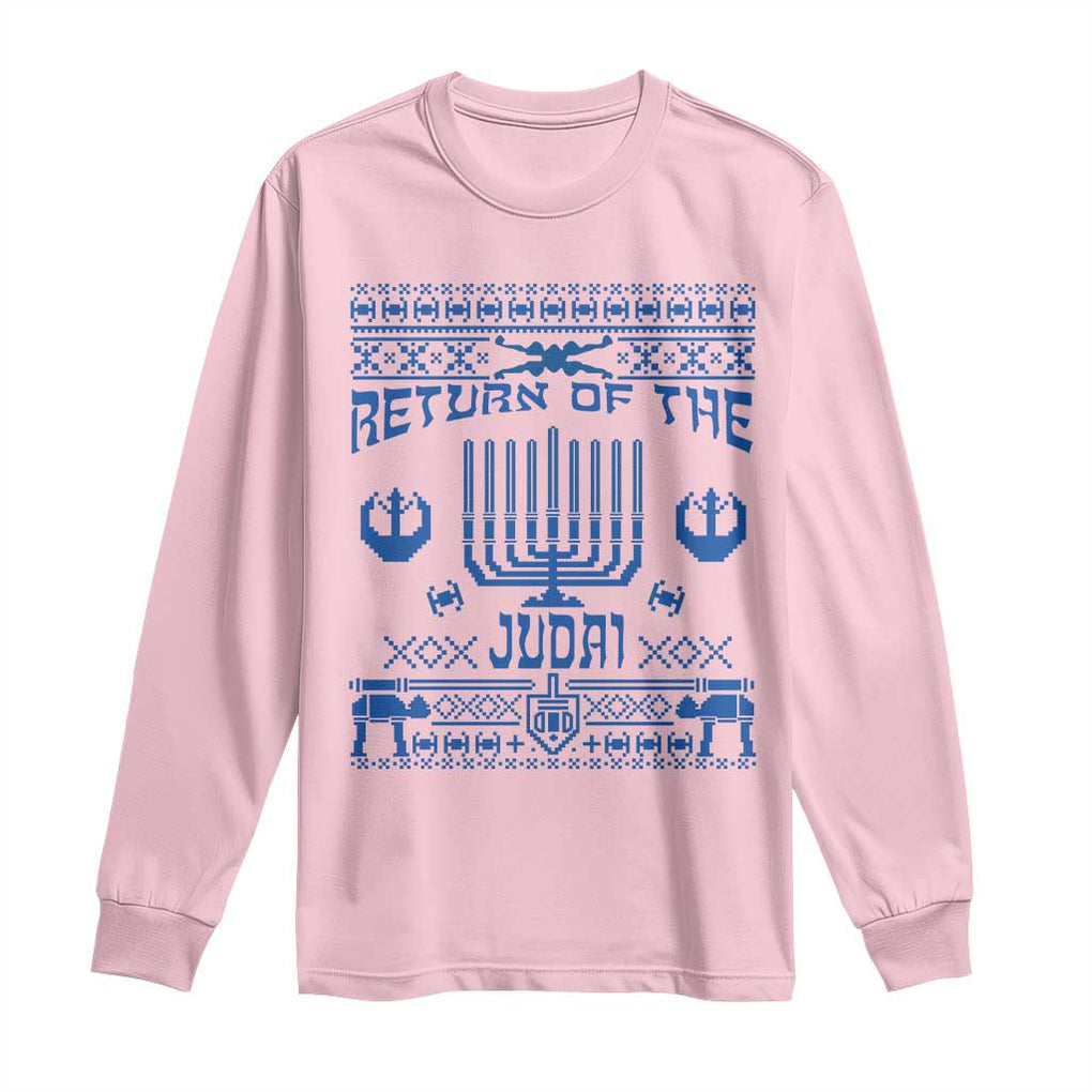 Hanukkah Holiday Long Sleeve Shirt Return Of The Judai Chanukah Jewish Festival TS11 Light Pink Print Your Wear