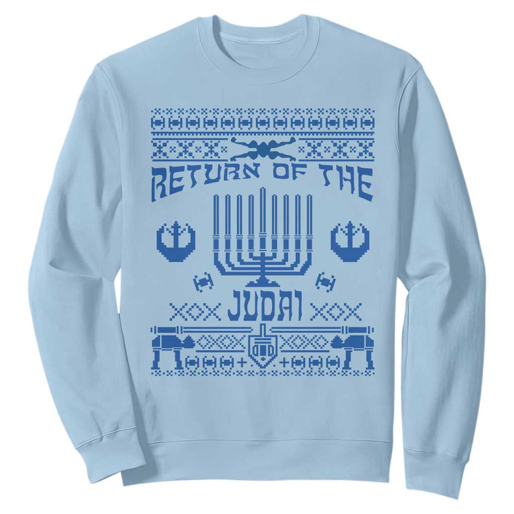 Hanukkah Holiday Sweatshirt Return Of The Judai Chanukah Jewish Festival TS11 Light Blue Print Your Wear