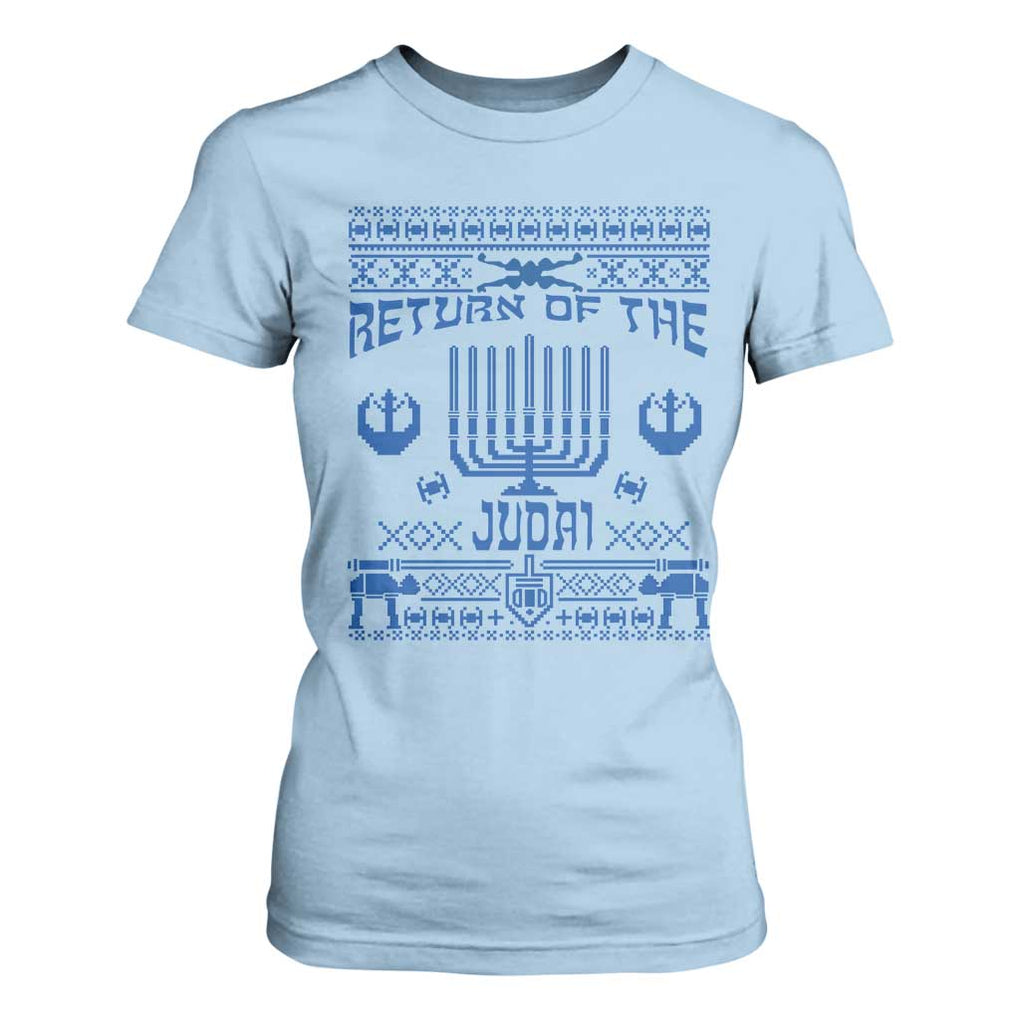 Hanukkah Holiday T Shirt For Women Return Of The Judai Chanukah Jewish Festival TS11 Light Blue Print Your Wear