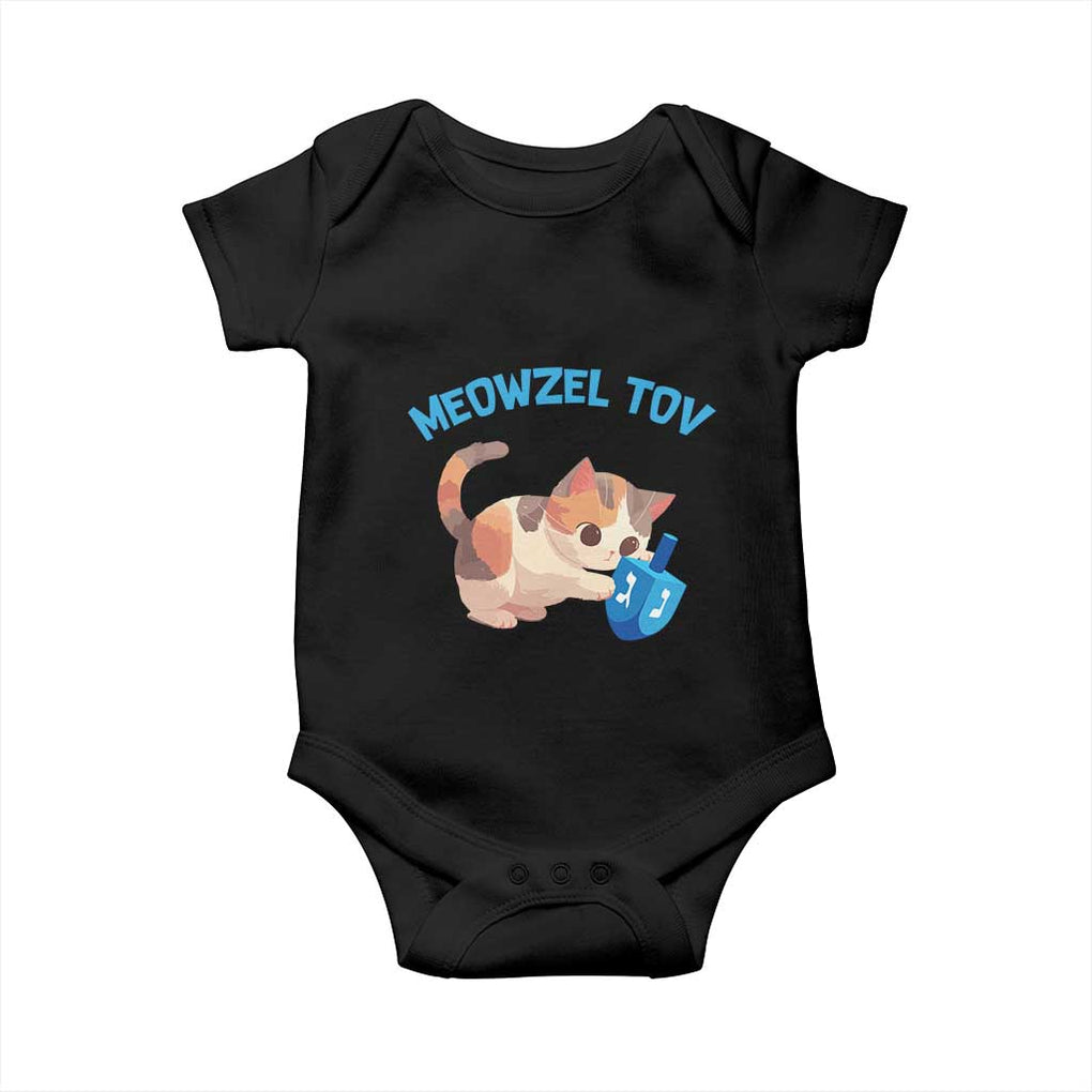 Funny Hanukkah Cats Baby Onesie Meowzel Tov Dreidels Chanukah Jewish Festival TS11 Black Print Your Wear