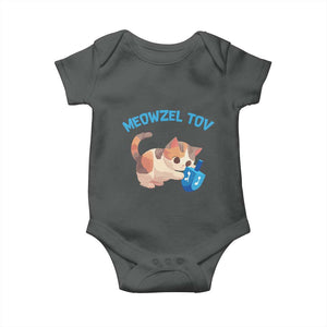 Funny Hanukkah Cats Baby Onesie Meowzel Tov Dreidels Chanukah Jewish Festival TS11 Dark Heather Print Your Wear