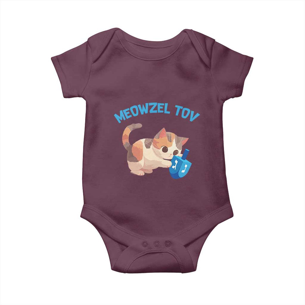Funny Hanukkah Cats Baby Onesie Meowzel Tov Dreidels Chanukah Jewish Festival TS11 Maroon Print Your Wear
