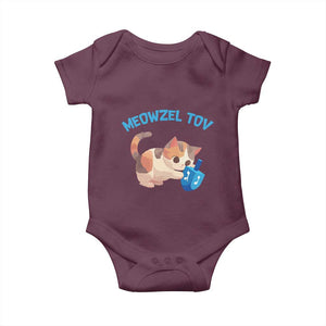 Funny Hanukkah Cats Baby Onesie Meowzel Tov Dreidels Chanukah Jewish Festival TS11 Maroon Print Your Wear