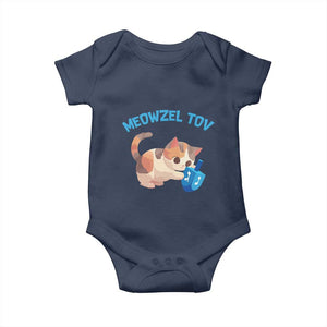 Funny Hanukkah Cats Baby Onesie Meowzel Tov Dreidels Chanukah Jewish Festival TS11 Navy Print Your Wear