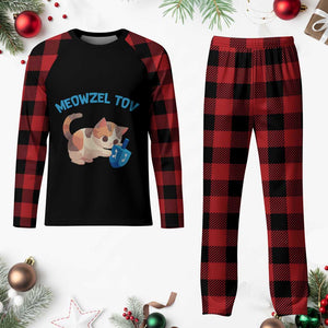 Funny Hanukkah Cats Plaid Pajama Set Meowzel Tov Dreidels Chanukah Jewish Festival TS11 Buffalo Plaid Print Your Wear