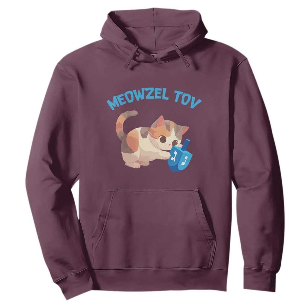 Funny Hanukkah Cats Hoodie Meowzel Tov Dreidels Chanukah Jewish Festival TS11 Maroon Print Your Wear