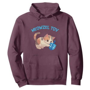 Funny Hanukkah Cats Hoodie Meowzel Tov Dreidels Chanukah Jewish Festival TS11 Maroon Print Your Wear