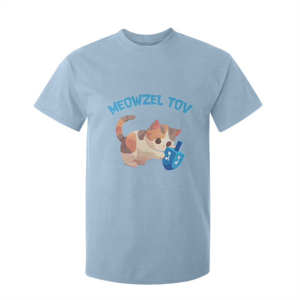 Funny Hanukkah Cats T Shirt For Kid Meowzel Tov Dreidels Chanukah Jewish Festival TS11 Light Blue Print Your Wear