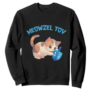 Funny Hanukkah Cats Sweatshirt Meowzel Tov Dreidels Chanukah Jewish Festival TS11 Black Print Your Wear