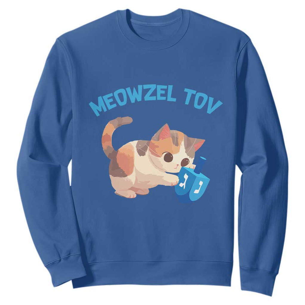 Funny Hanukkah Cats Sweatshirt Meowzel Tov Dreidels Chanukah Jewish Festival TS11 Royal Blue Print Your Wear