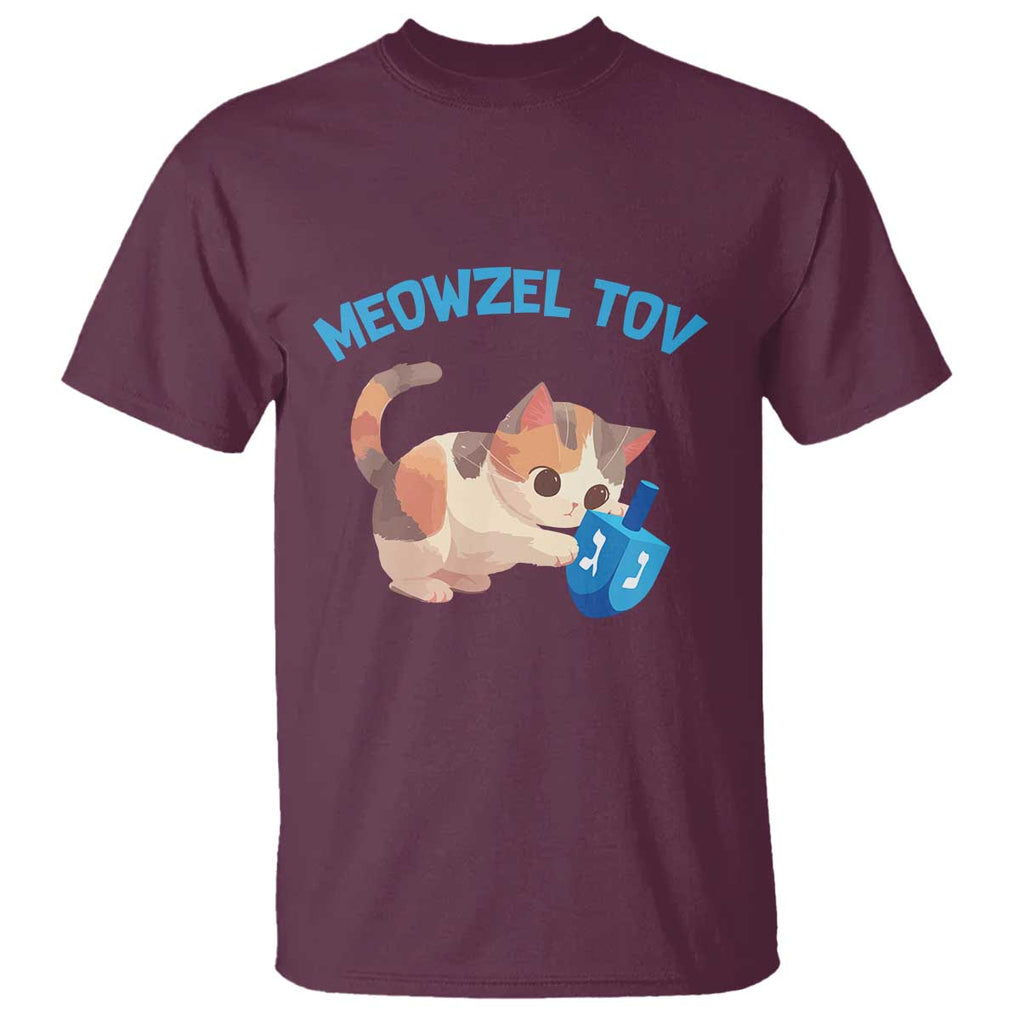 Funny Hanukkah Cats T Shirt Meowzel Tov Dreidels Chanukah Jewish Festival TS11 Maroon Print Your Wear