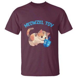 Funny Hanukkah Cats T Shirt Meowzel Tov Dreidels Chanukah Jewish Festival TS11 Maroon Print Your Wear