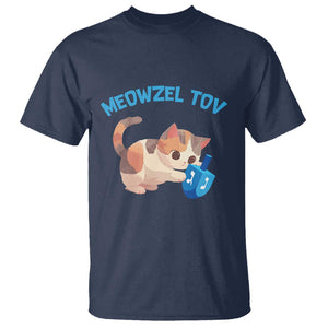 Funny Hanukkah Cats T Shirt Meowzel Tov Dreidels Chanukah Jewish Festival TS11 Navy Print Your Wear