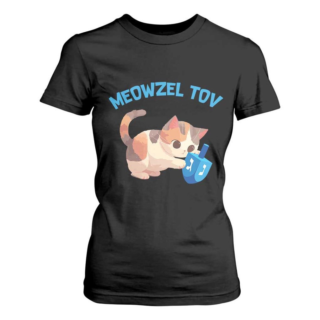 Funny Hanukkah Cats T Shirt For Women Meowzel Tov Dreidels Chanukah Jewish Festival TS11 Black Print Your Wear