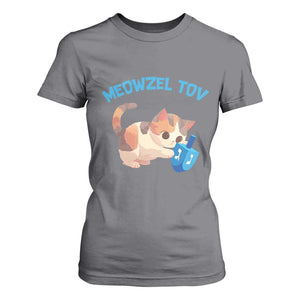 Funny Hanukkah Cats T Shirt For Women Meowzel Tov Dreidels Chanukah Jewish Festival TS11 Charcoal Print Your Wear