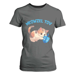 Funny Hanukkah Cats T Shirt For Women Meowzel Tov Dreidels Chanukah Jewish Festival TS11 Dark Heather Print Your Wear
