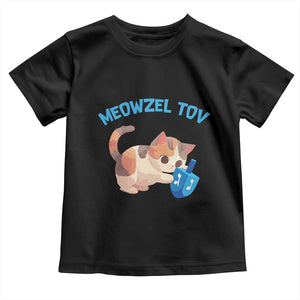 Funny Hanukkah Cats Toddler T Shirt Meowzel Tov Dreidels Chanukah Jewish Festival TS11 Black Print Your Wear