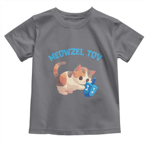 Funny Hanukkah Cats Toddler T Shirt Meowzel Tov Dreidels Chanukah Jewish Festival TS11 Charcoal Print Your Wear