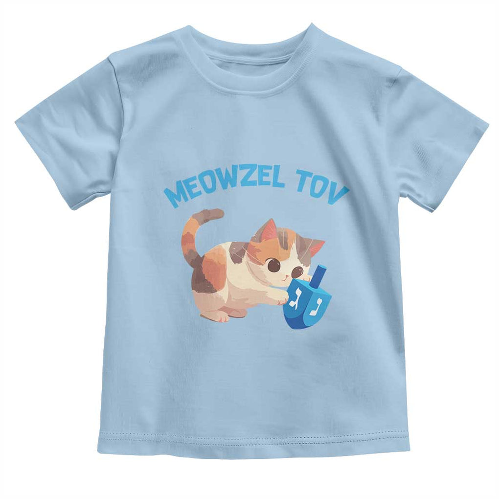 Funny Hanukkah Cats Toddler T Shirt Meowzel Tov Dreidels Chanukah Jewish Festival TS11 Light Blue Print Your Wear