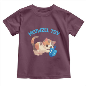 Funny Hanukkah Cats Toddler T Shirt Meowzel Tov Dreidels Chanukah Jewish Festival TS11 Maroon Print Your Wear
