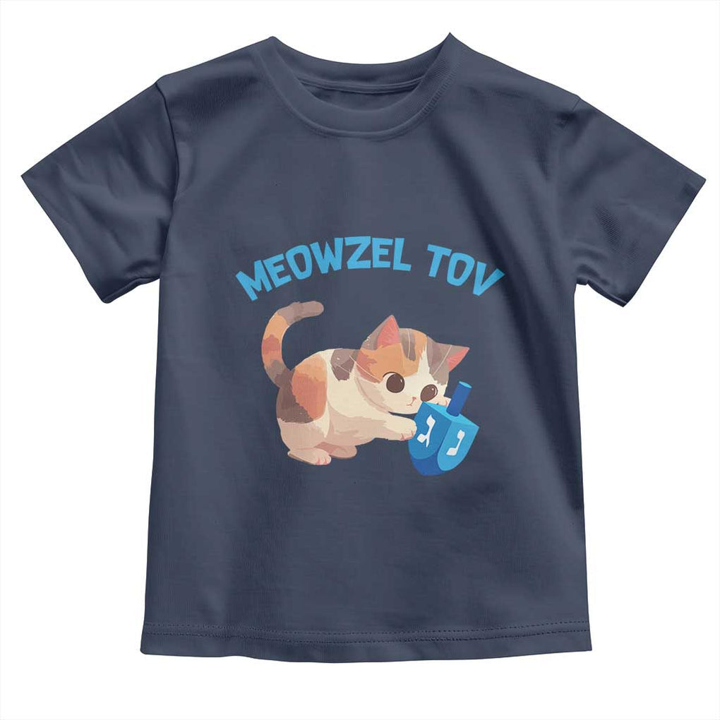 Funny Hanukkah Cats Toddler T Shirt Meowzel Tov Dreidels Chanukah Jewish Festival TS11 Navy Print Your Wear