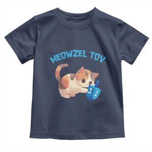 Funny Hanukkah Cats Toddler T Shirt Meowzel Tov Dreidels Chanukah Jewish Festival TS11 Navy Print Your Wear