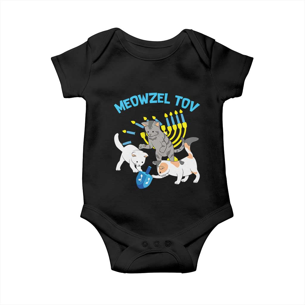 Funny Hanukkah Cats Baby Onesie Meowzel Tov Dreidels Menorah Chanukah Jewish Festival TS11 Black Print Your Wear