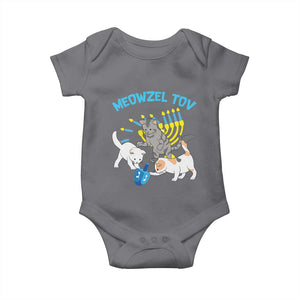 Funny Hanukkah Cats Baby Onesie Meowzel Tov Dreidels Menorah Chanukah Jewish Festival TS11 Charcoal Print Your Wear