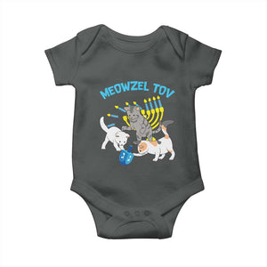 Funny Hanukkah Cats Baby Onesie Meowzel Tov Dreidels Menorah Chanukah Jewish Festival TS11 Dark Heather Print Your Wear