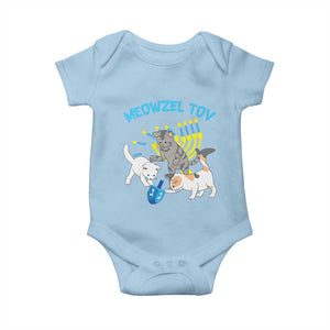 Funny Hanukkah Cats Baby Onesie Meowzel Tov Dreidels Menorah Chanukah Jewish Festival TS11 Light Blue Print Your Wear