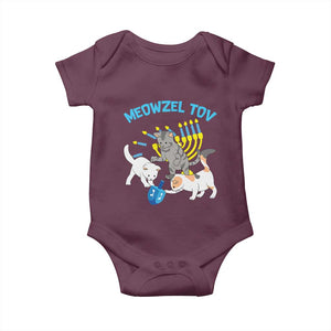 Funny Hanukkah Cats Baby Onesie Meowzel Tov Dreidels Menorah Chanukah Jewish Festival TS11 Maroon Print Your Wear