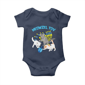 Funny Hanukkah Cats Baby Onesie Meowzel Tov Dreidels Menorah Chanukah Jewish Festival TS11 Navy Print Your Wear