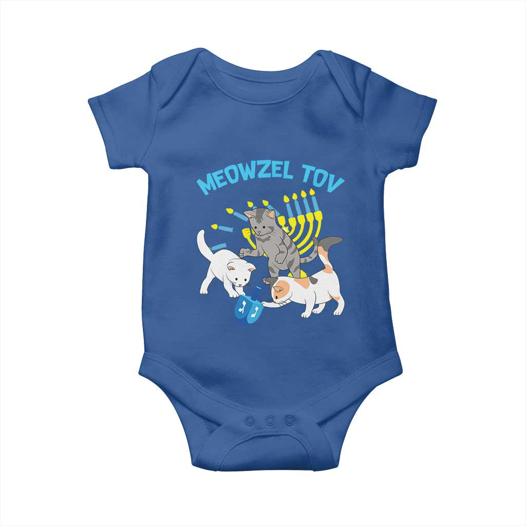 Funny Hanukkah Cats Baby Onesie Meowzel Tov Dreidels Menorah Chanukah Jewish Festival TS11 Royal Blue Print Your Wear