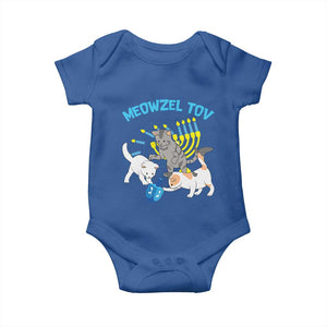 Funny Hanukkah Cats Baby Onesie Meowzel Tov Dreidels Menorah Chanukah Jewish Festival TS11 Royal Blue Print Your Wear
