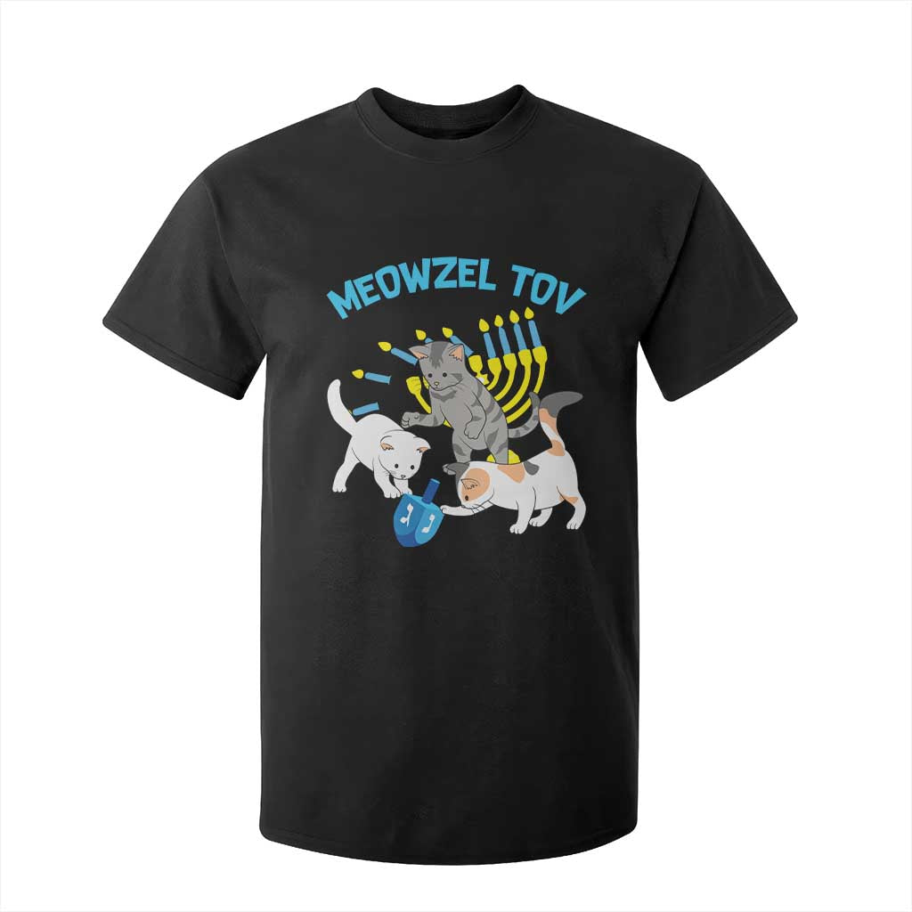 Funny Hanukkah Cats T Shirt For Kid Meowzel Tov Dreidels Menorah Chanukah Jewish Festival TS11 Black Print Your Wear