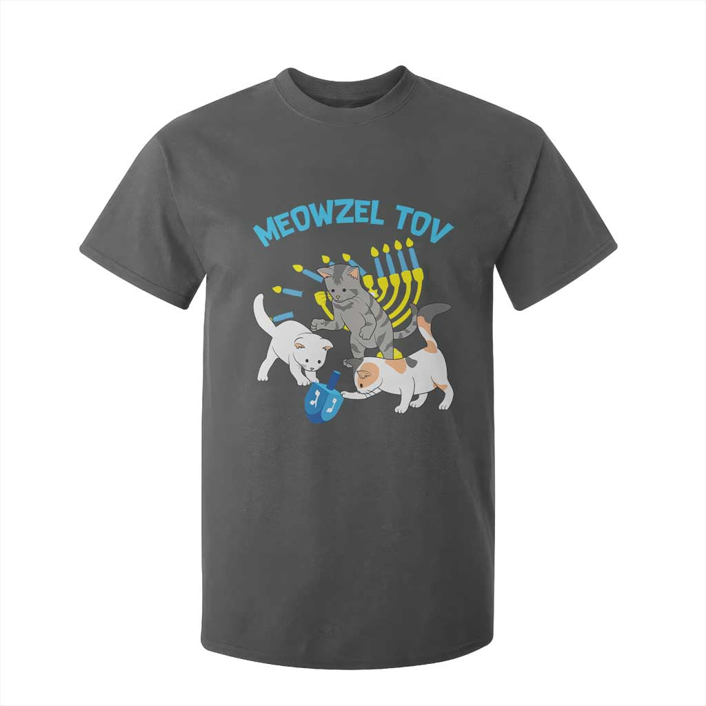 Funny Hanukkah Cats T Shirt For Kid Meowzel Tov Dreidels Menorah Chanukah Jewish Festival TS11 Dark Heather Print Your Wear