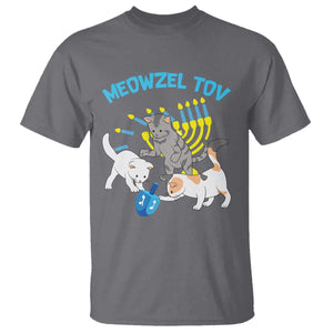 Funny Hanukkah Cats T Shirt Meowzel Tov Dreidels Menorah Chanukah Jewish Festival TS11 Charcoal Print Your Wear