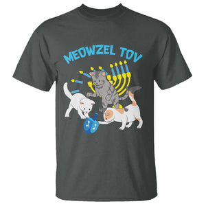 Funny Hanukkah Cats T Shirt Meowzel Tov Dreidels Menorah Chanukah Jewish Festival TS11 Dark Heather Print Your Wear