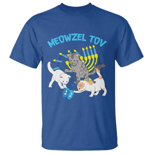 Funny Hanukkah Cats T Shirt Meowzel Tov Dreidels Menorah Chanukah Jewish Festival TS11 Royal Blue Print Your Wear
