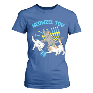 Funny Hanukkah Cats T Shirt For Women Meowzel Tov Dreidels Menorah Chanukah Jewish Festival TS11 Royal Blue Print Your Wear