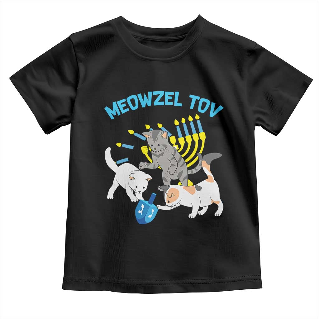 Funny Hanukkah Cats Toddler T Shirt Meowzel Tov Dreidels Menorah Chanukah Jewish Festival TS11 Black Print Your Wear