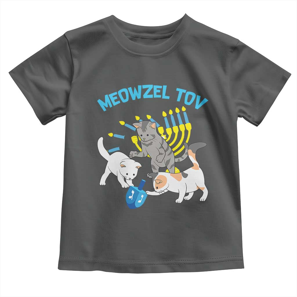 Funny Hanukkah Cats Toddler T Shirt Meowzel Tov Dreidels Menorah Chanukah Jewish Festival TS11 Dark Heather Print Your Wear