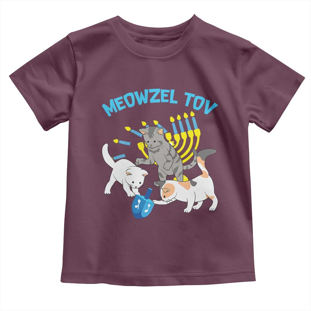 Funny Hanukkah Cats Toddler T Shirt Meowzel Tov Dreidels Menorah Chanukah Jewish Festival TS11 Maroon Print Your Wear