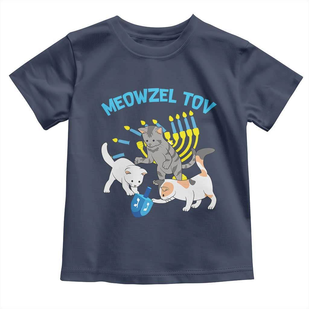Funny Hanukkah Cats Toddler T Shirt Meowzel Tov Dreidels Menorah Chanukah Jewish Festival TS11 Navy Print Your Wear