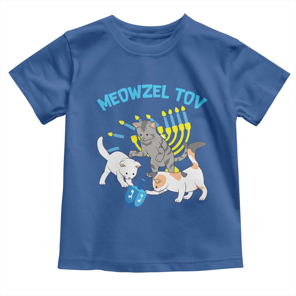 Funny Hanukkah Cats Toddler T Shirt Meowzel Tov Dreidels Menorah Chanukah Jewish Festival TS11 Royal Blue Print Your Wear