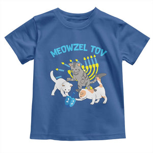 Funny Hanukkah Cats Toddler T Shirt Meowzel Tov Dreidels Menorah Chanukah Jewish Festival TS11 Royal Blue Print Your Wear