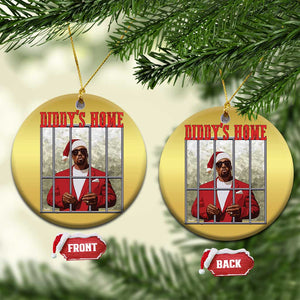 Funny Dirty Xmas Santa Diddy's Home Christmas Ornament TS11 Circle Gold Print Your Wear